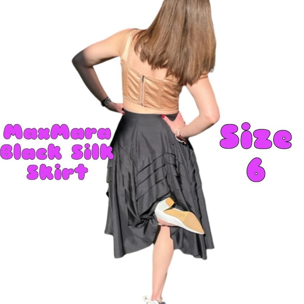 Clothing - MaxMara Black Silk Skirt Size 6
